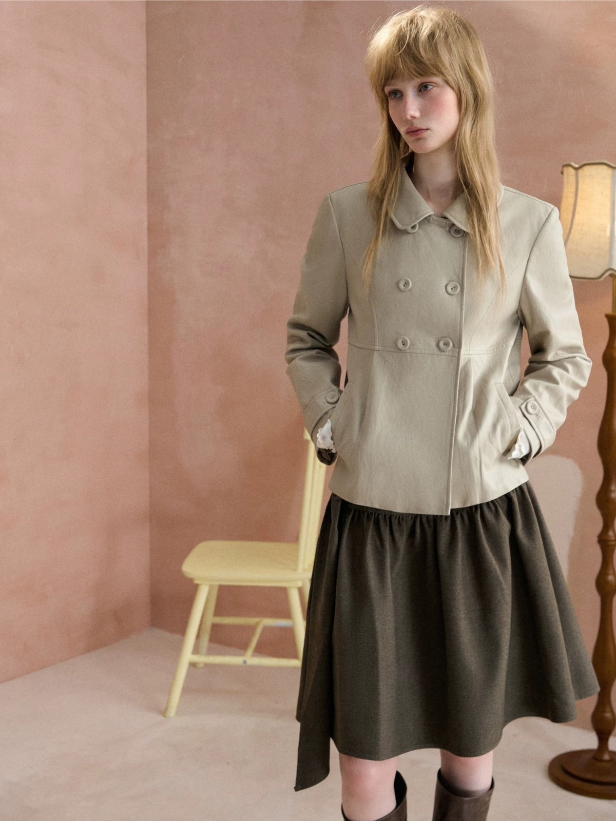 Tie Waist A-Line Puffed Skirt