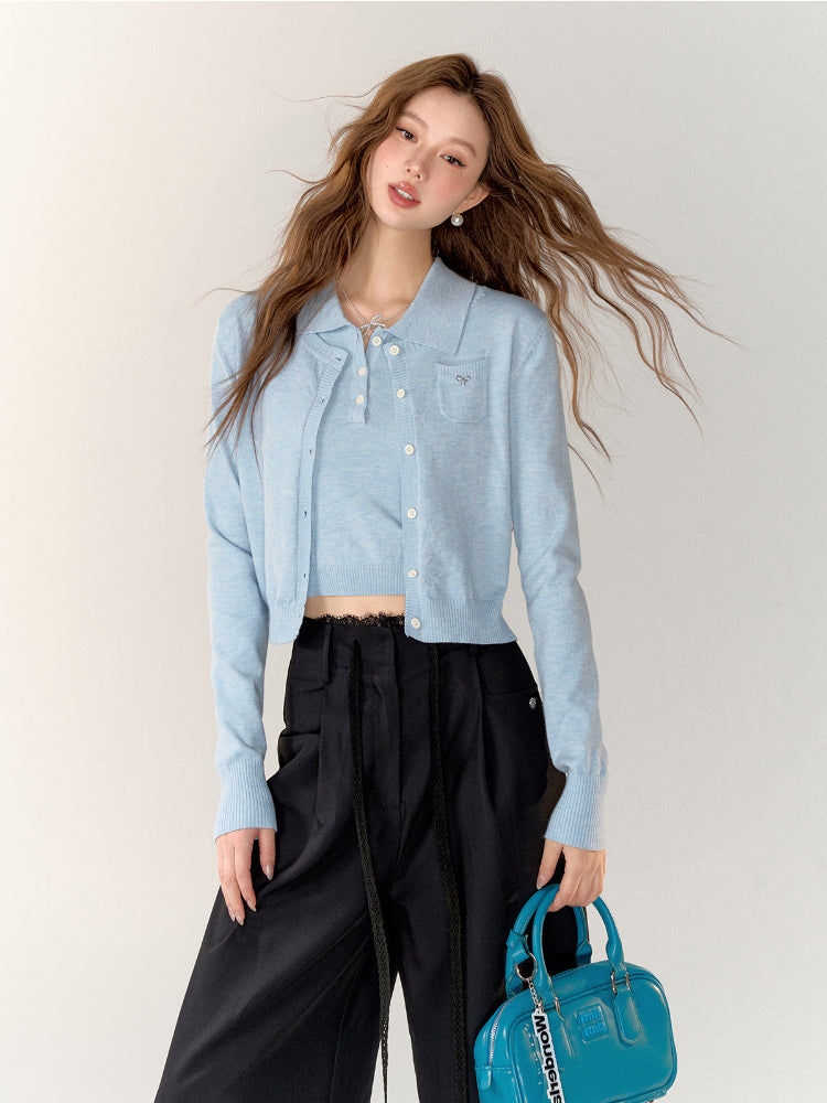 Butterfly Knot Soft Wool Sweater & Vest Set