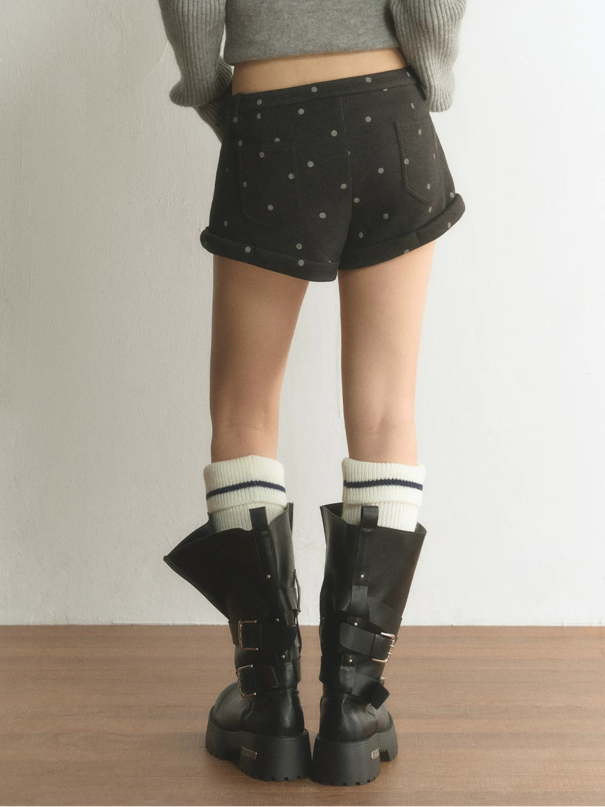 Polka Dot Cuffed A-Line Shorts
