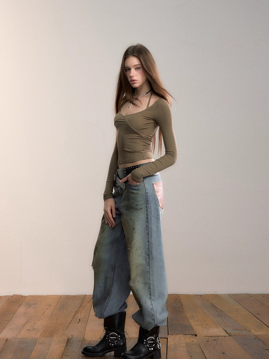 Halter Long-Sleeve Modal Top