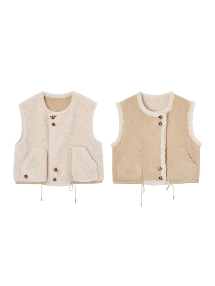Button Sherpa Reversible Vest