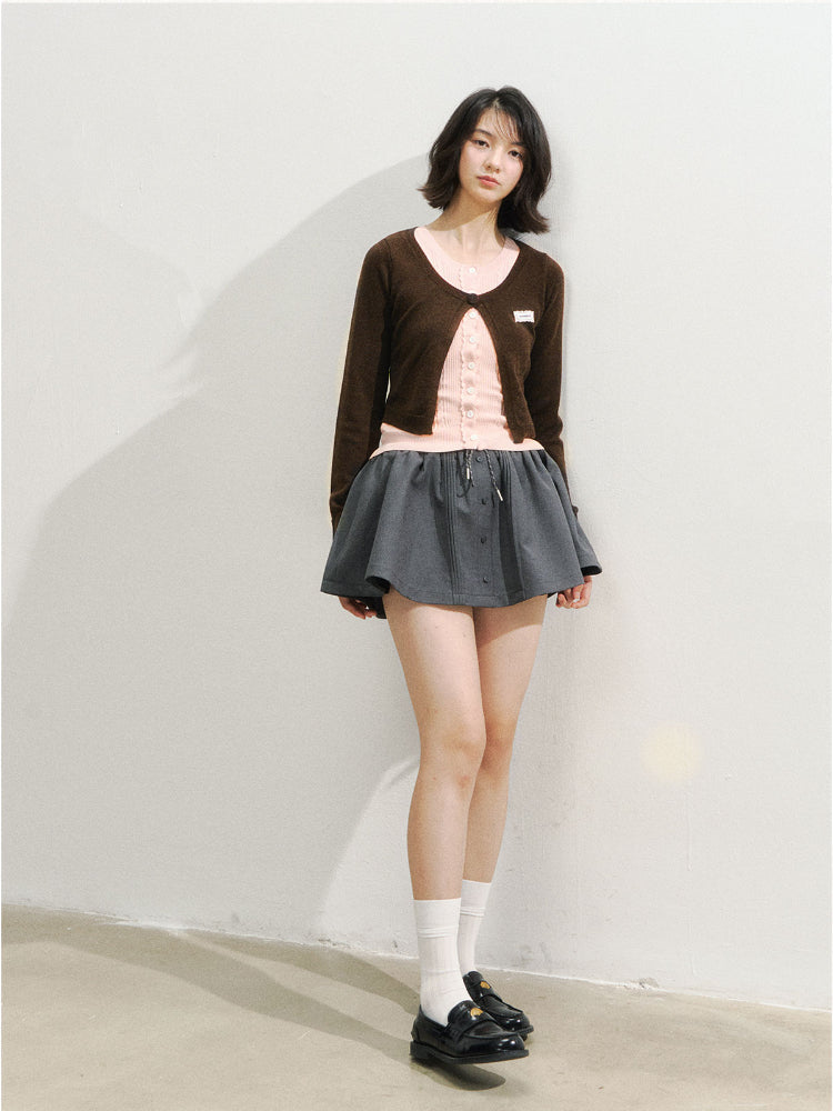 Lace Collar Fake Two-piece Cardigan