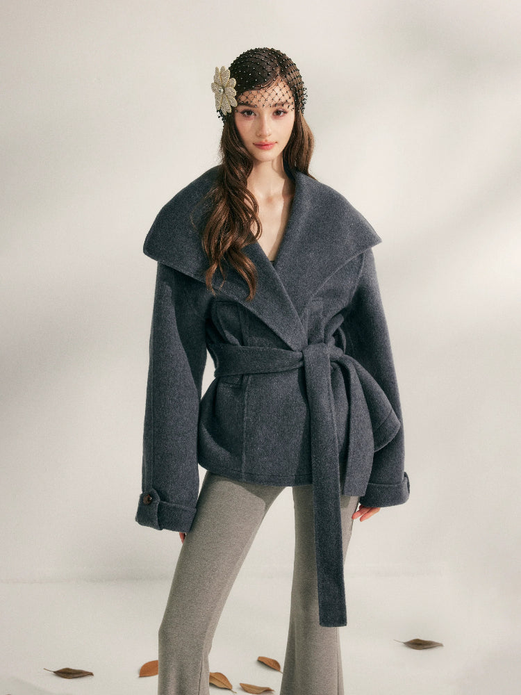 Wool Short Wrap Coat