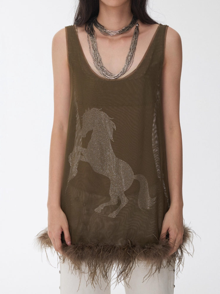 Ostrich Hem Mesh Tank