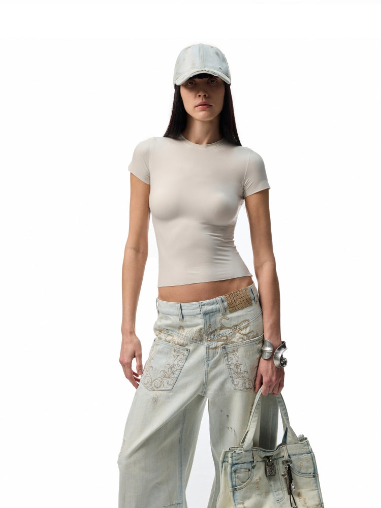 Basic Slim-Fit Solid-Color T-shirt