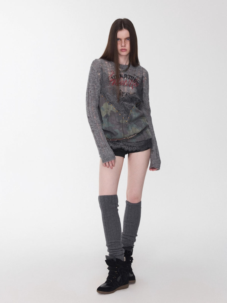 Icelandic Animal Jacquard Cutout Knit Sweater