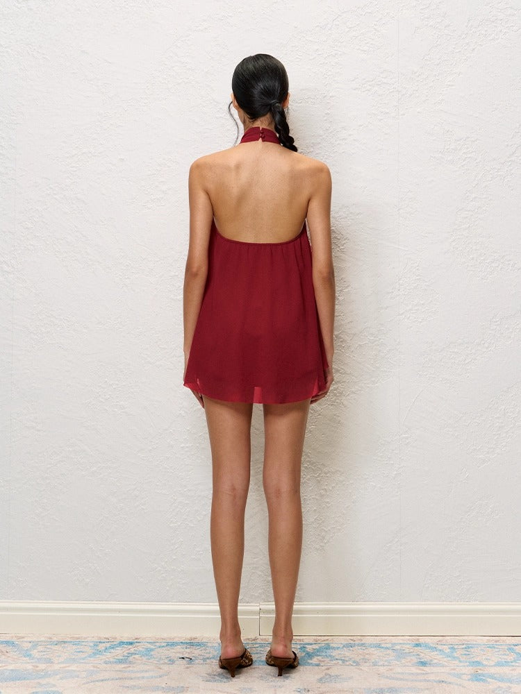 Vacation-Style Slim Halter Dress