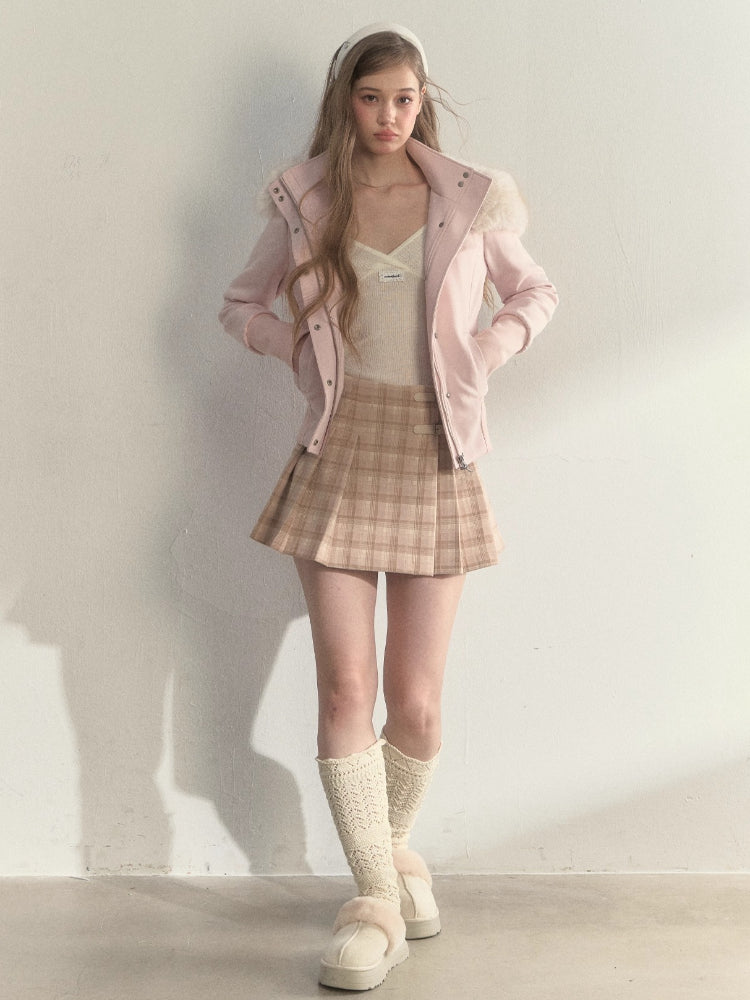 Vintage Wrap Plaid Pleated Skirt