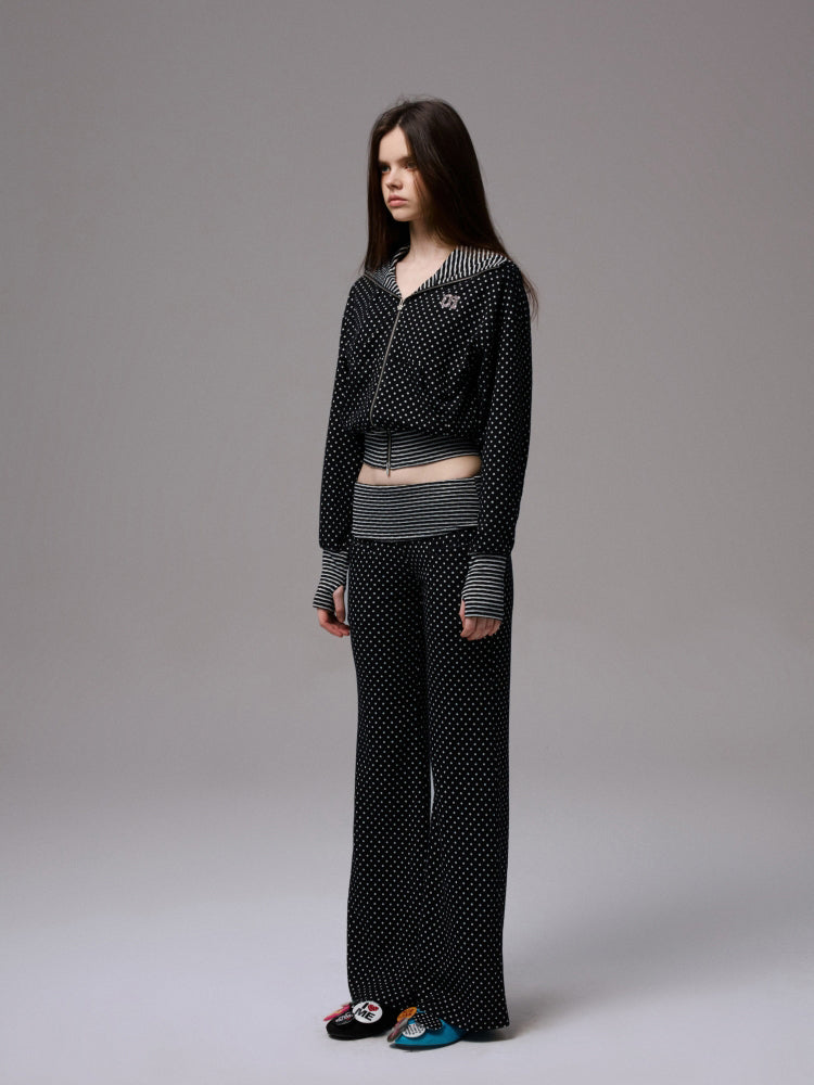 Polka Dot Stripe Double-Sided Tank Top & Pants Set