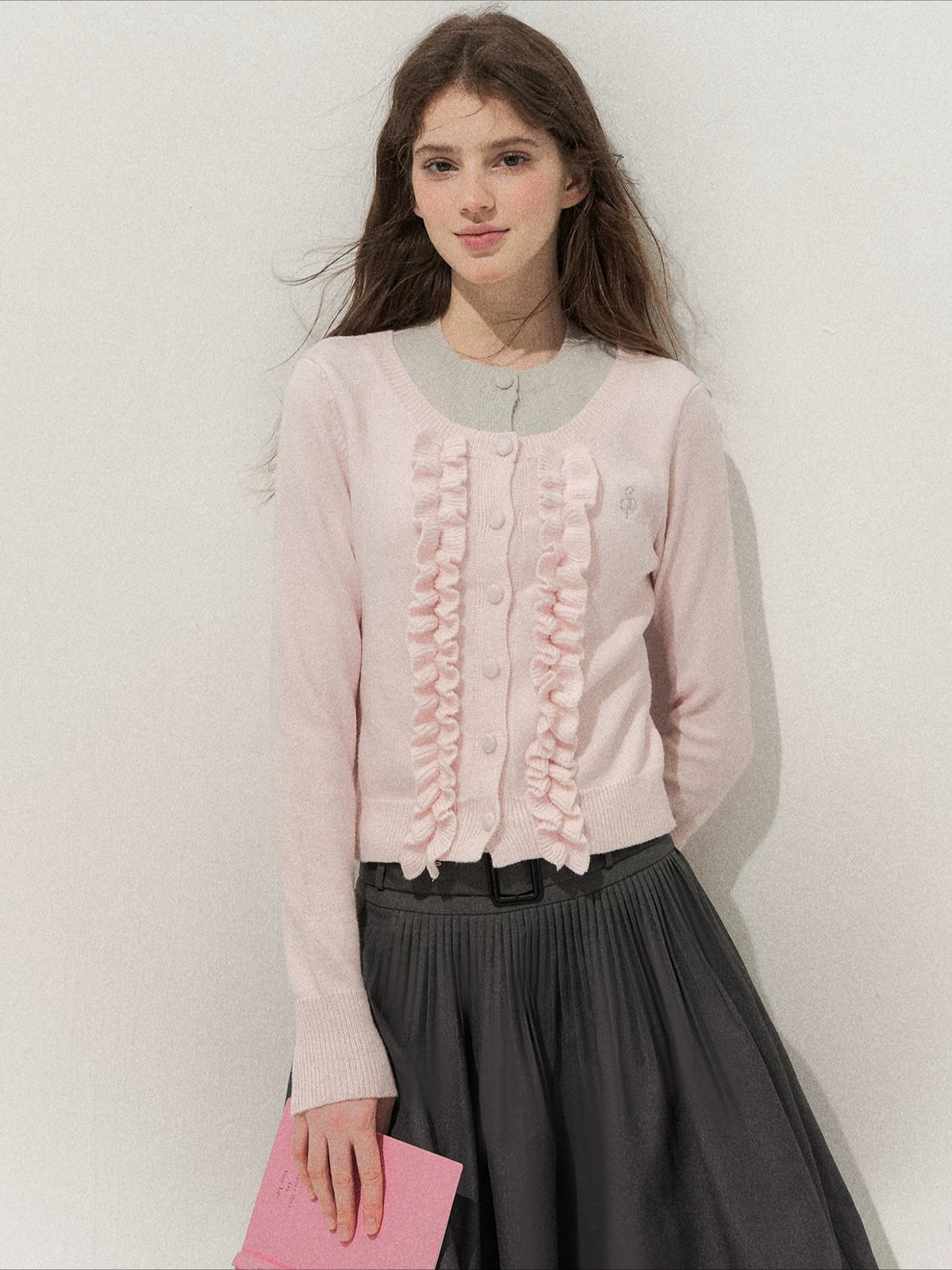Ruffle Trim Vintage Knit Sweater