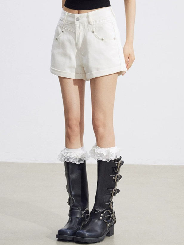Star Stud Denim Shorts