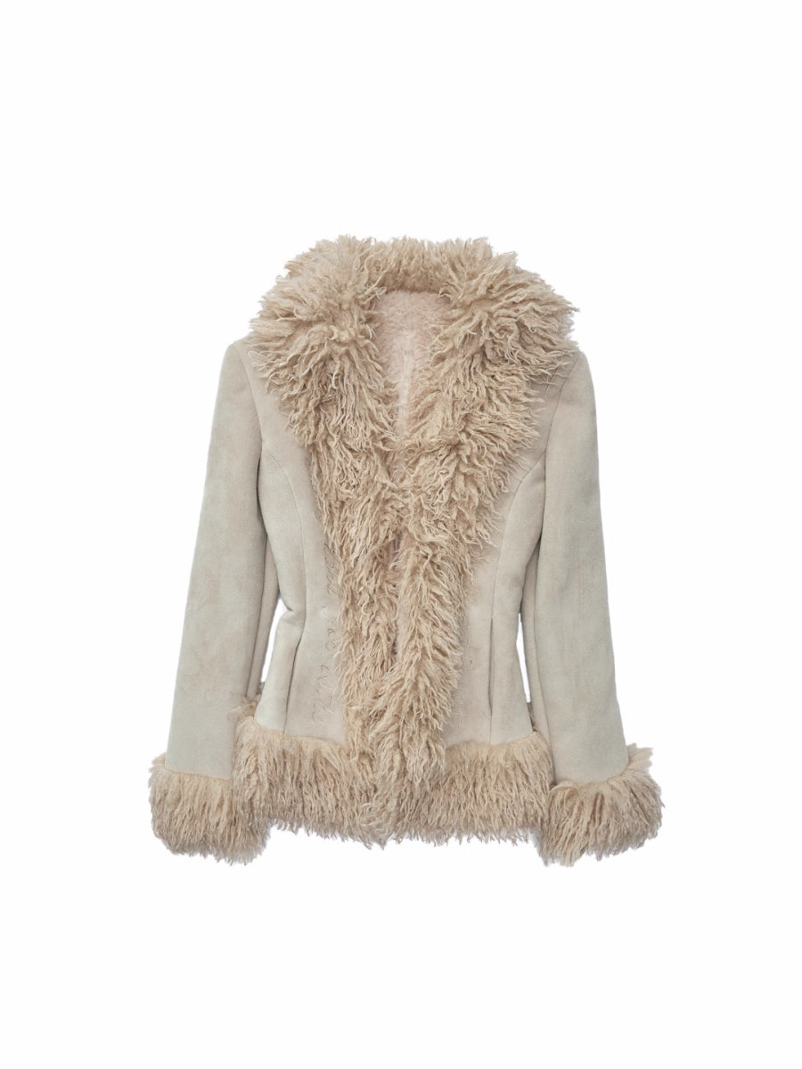 Shearling Embroidered Suede Jacket