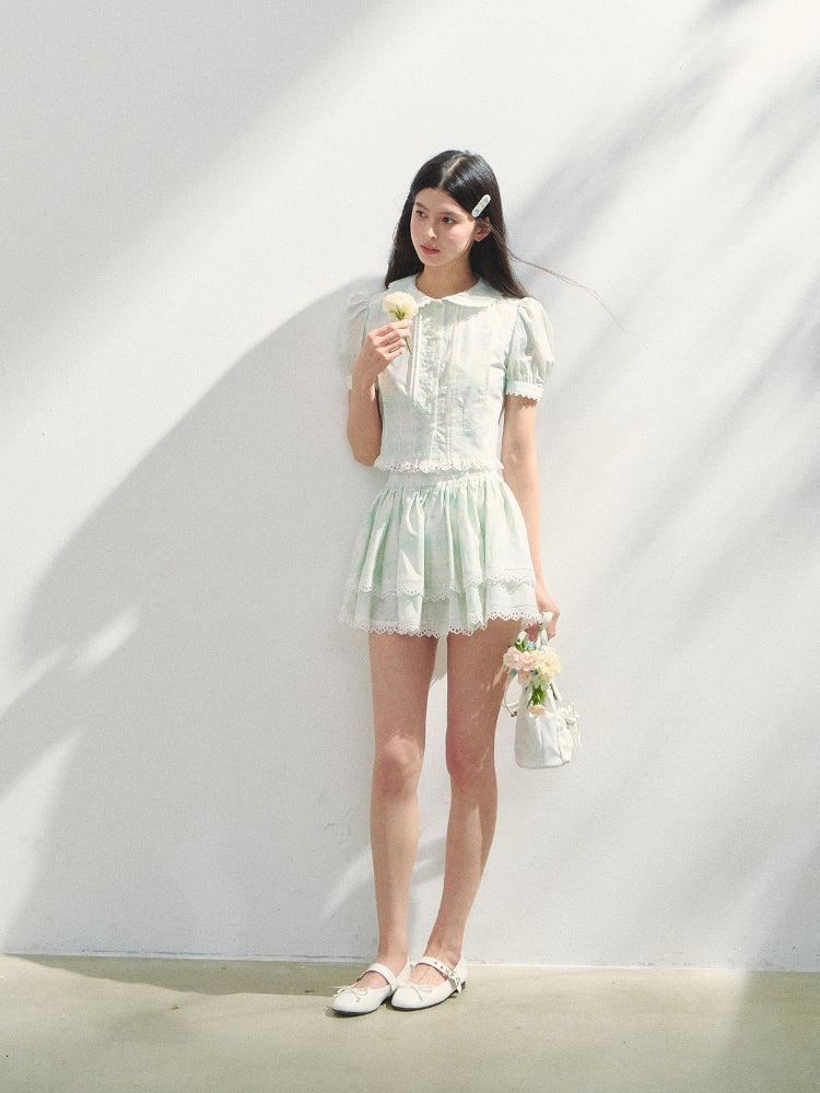 White Cotton Embroidered Shirt & Skirt Set