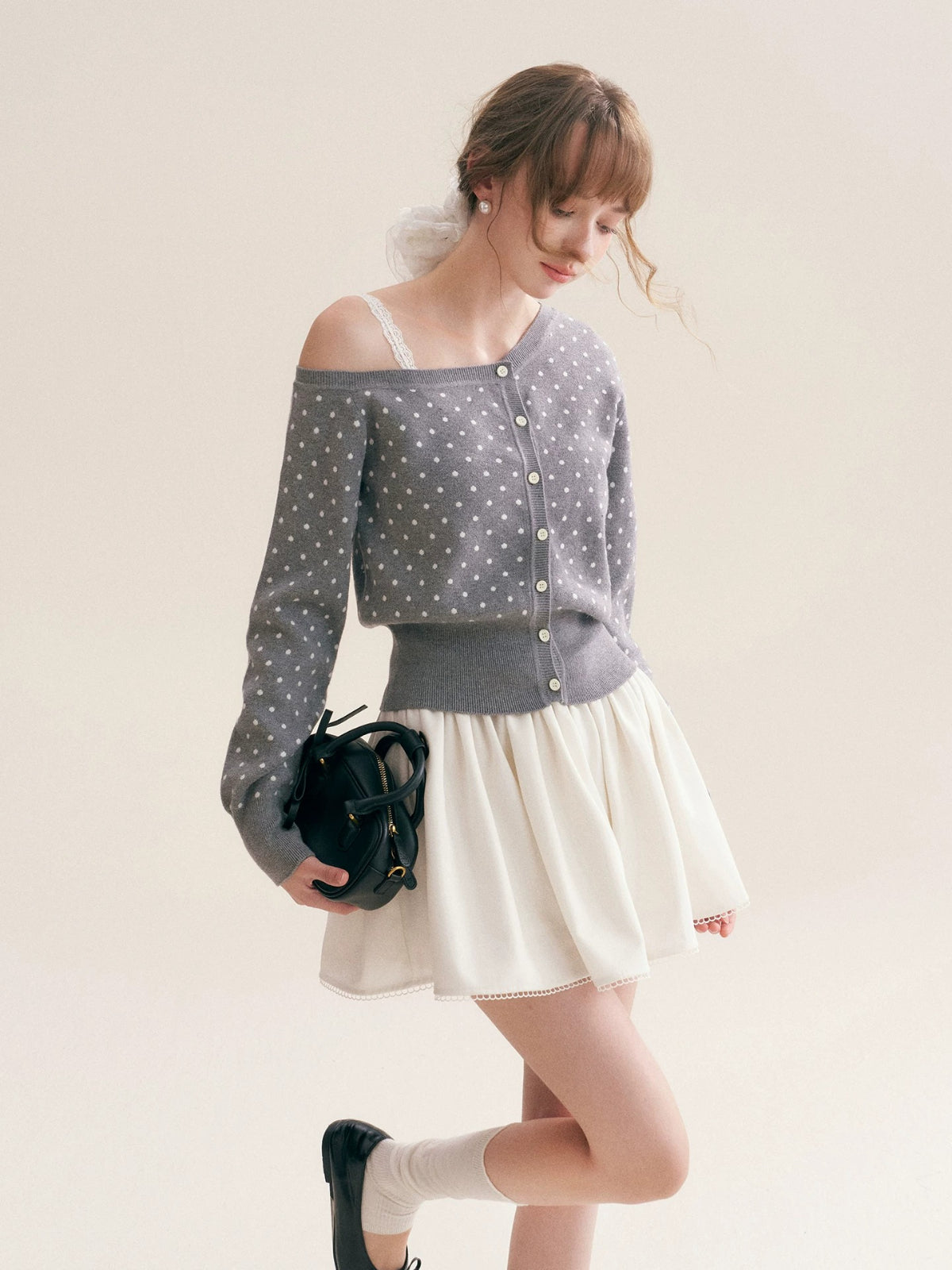 Polka Dot Knit Cardigan
