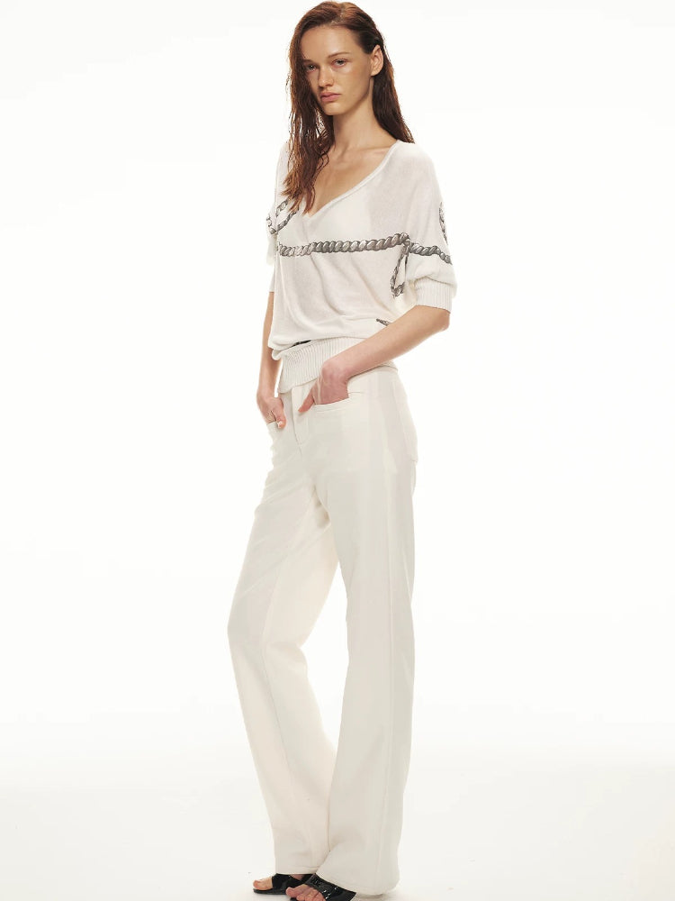 Classic White Straight Trousers