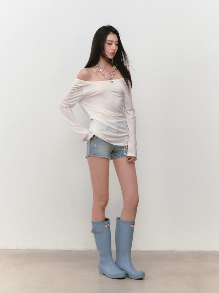 Rhinestone Embellished Denim Hotpants
