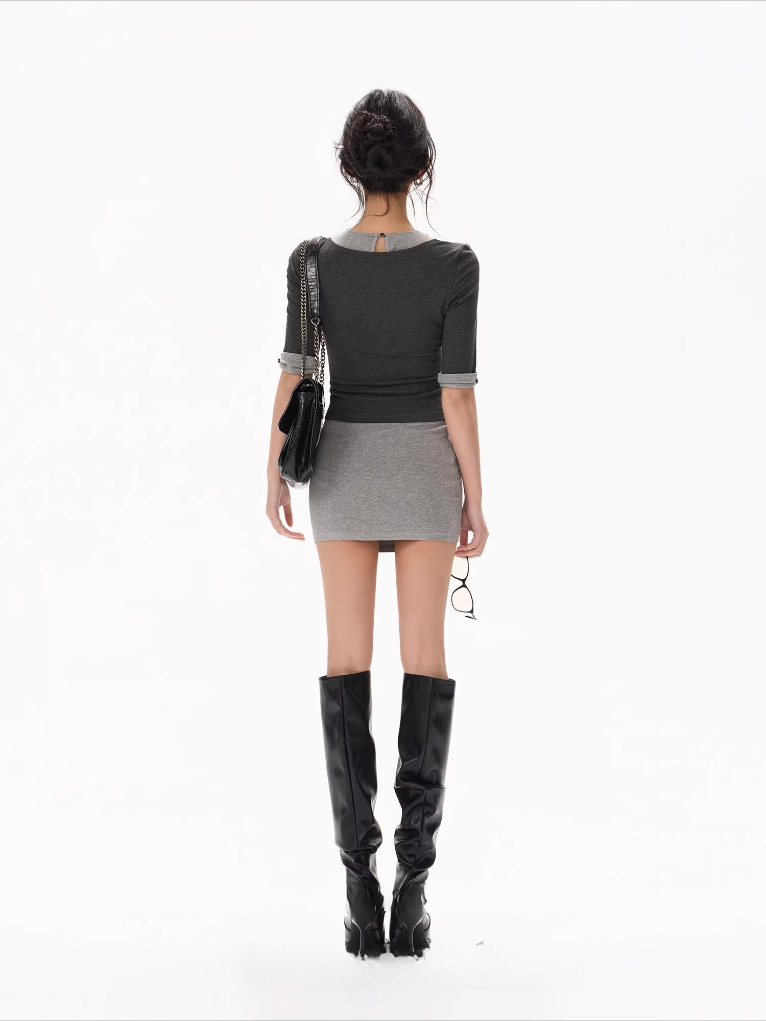 Gray Cutout Knit Dress