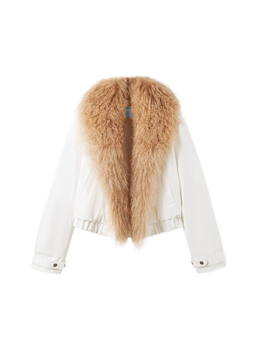 Polar Shearling Collar Denim Down Jacket