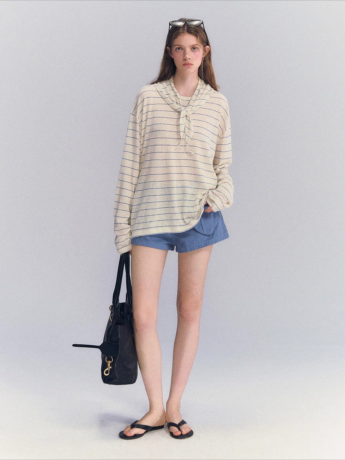 Rhinestone Stripe Long Sleeve Top