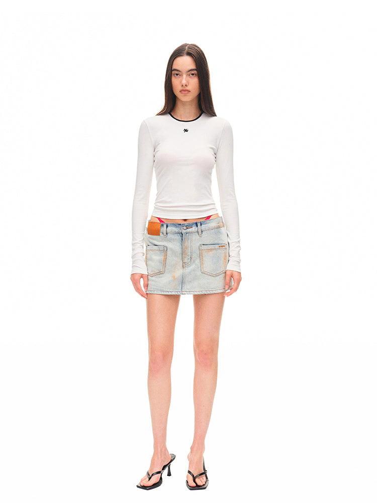 Fold-structured Low-waist Skirt