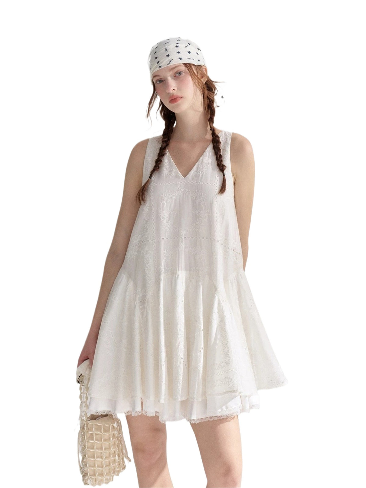 Embroidered Lace Midi Dress