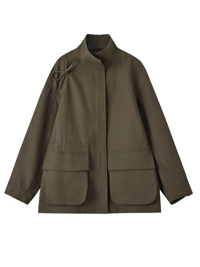 Drawstring Bow Utility Jacket