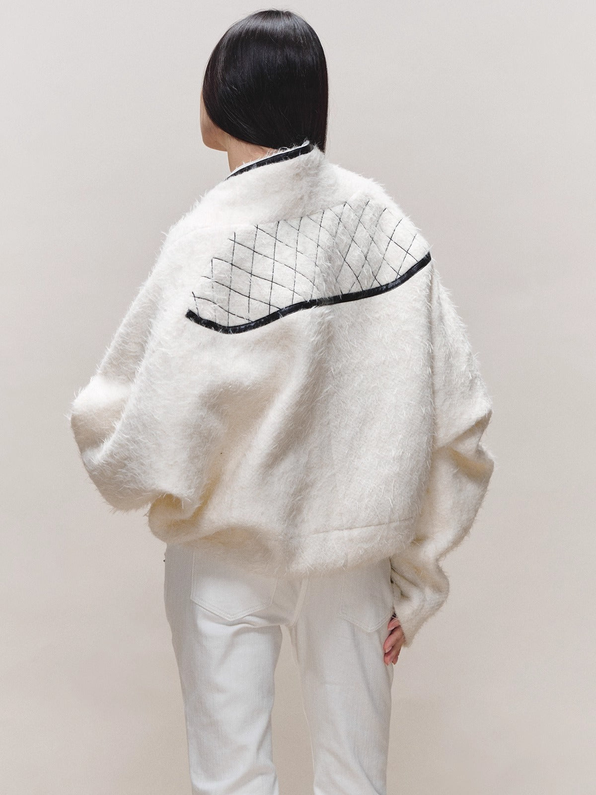 Toggle Trim Diamond-Stitch Wool Coat