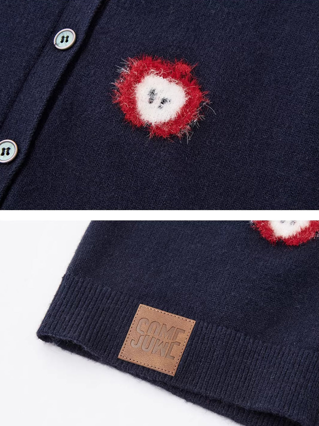 Navy Apple Jacquard Cardigan