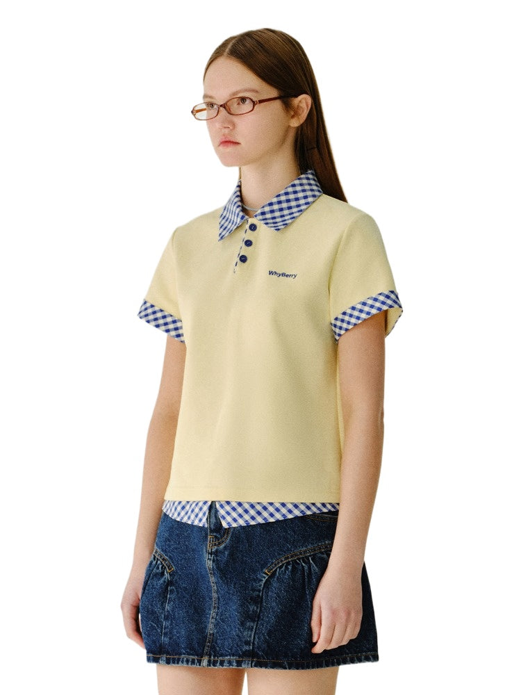 Yellow & White Striped Faux-Layer Polo Shirt