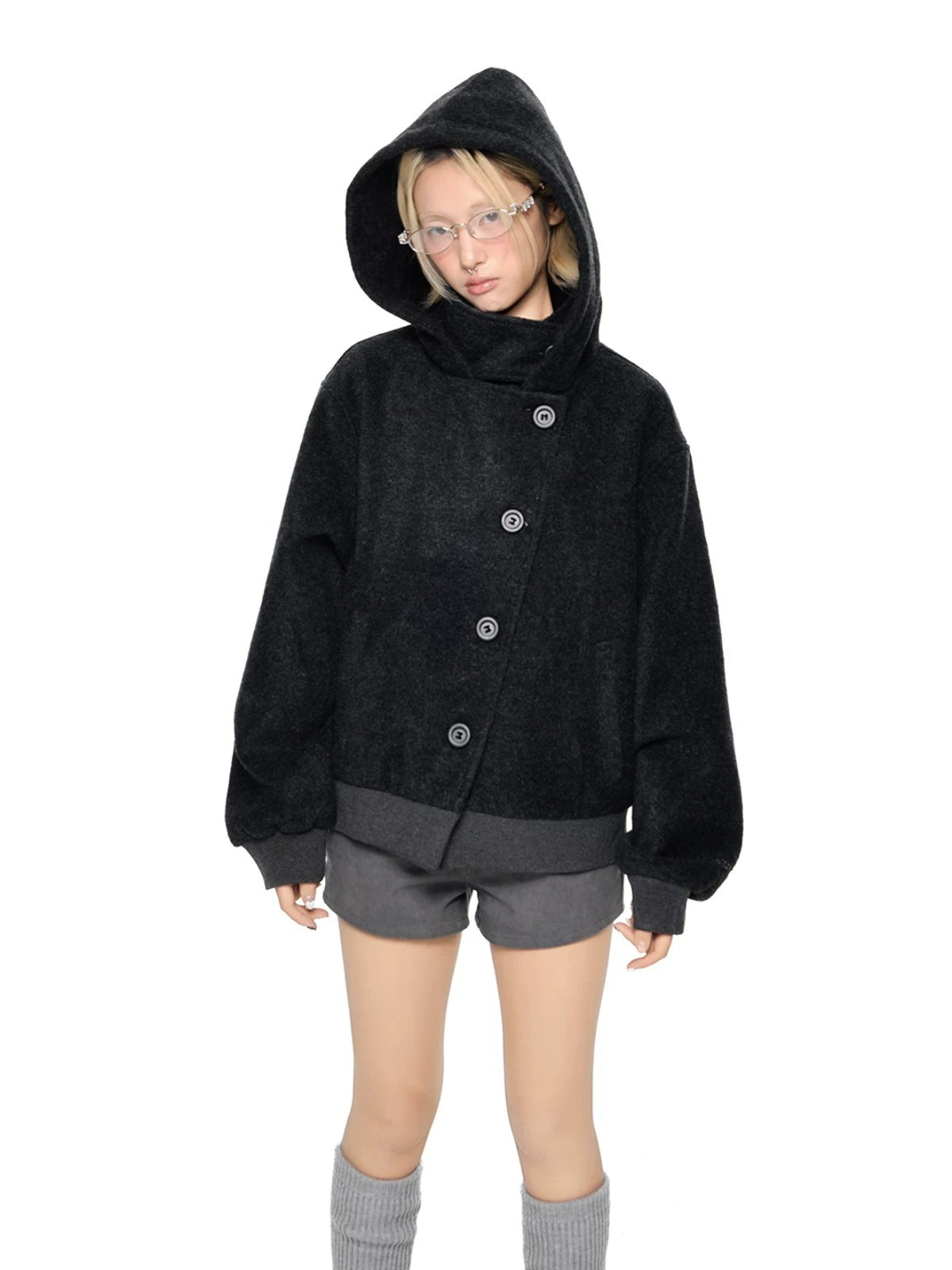 Academy Button Cropped Hoodie