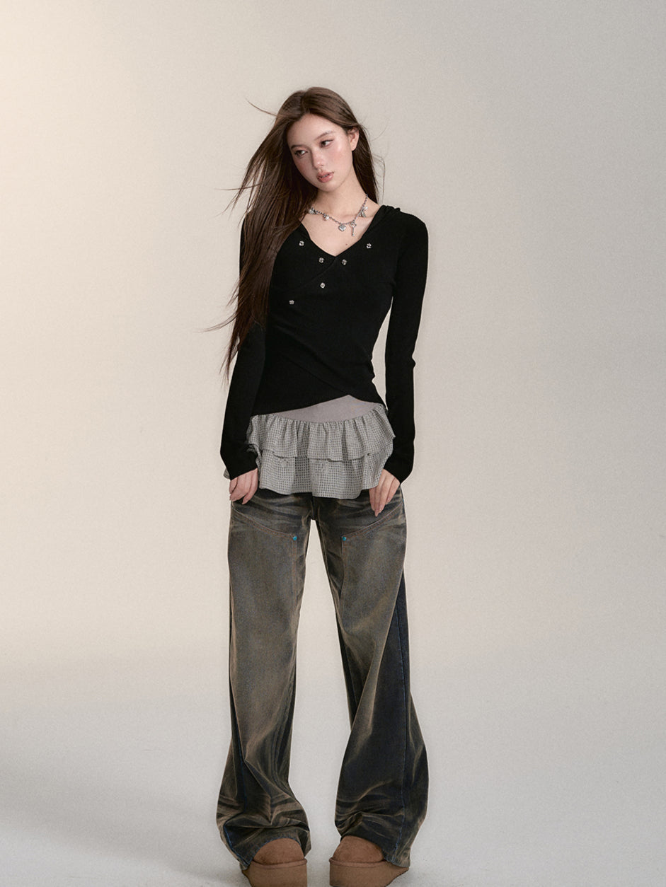 Wool-Blend Hooded Blouse