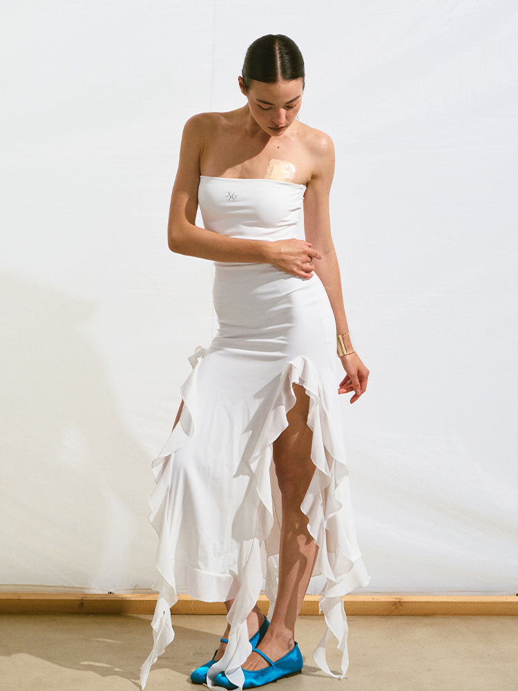 Asymmetrical Ruffle Bandeau Dress