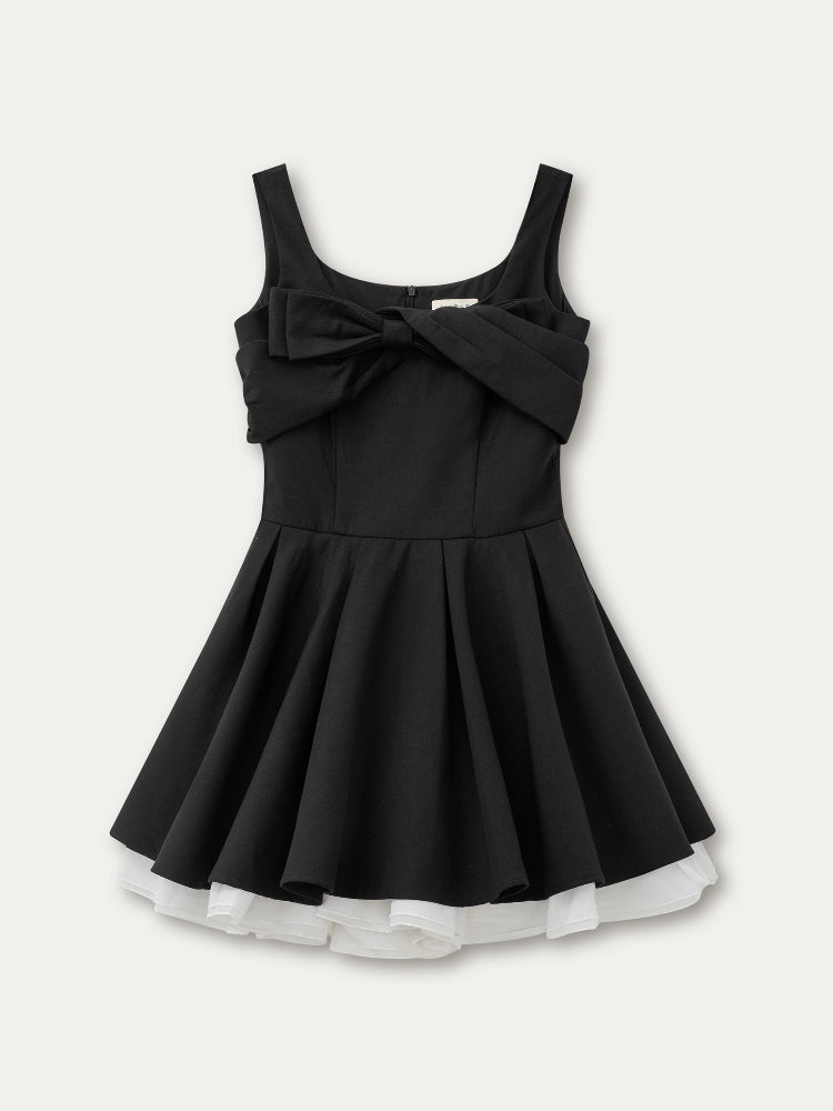 Black Retro Tiered Mini Dress