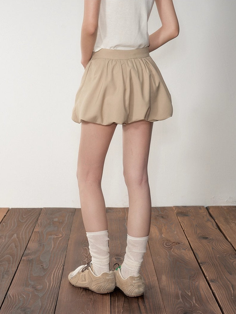 Khaki & Navy Blue Pleated A-Line Skirt