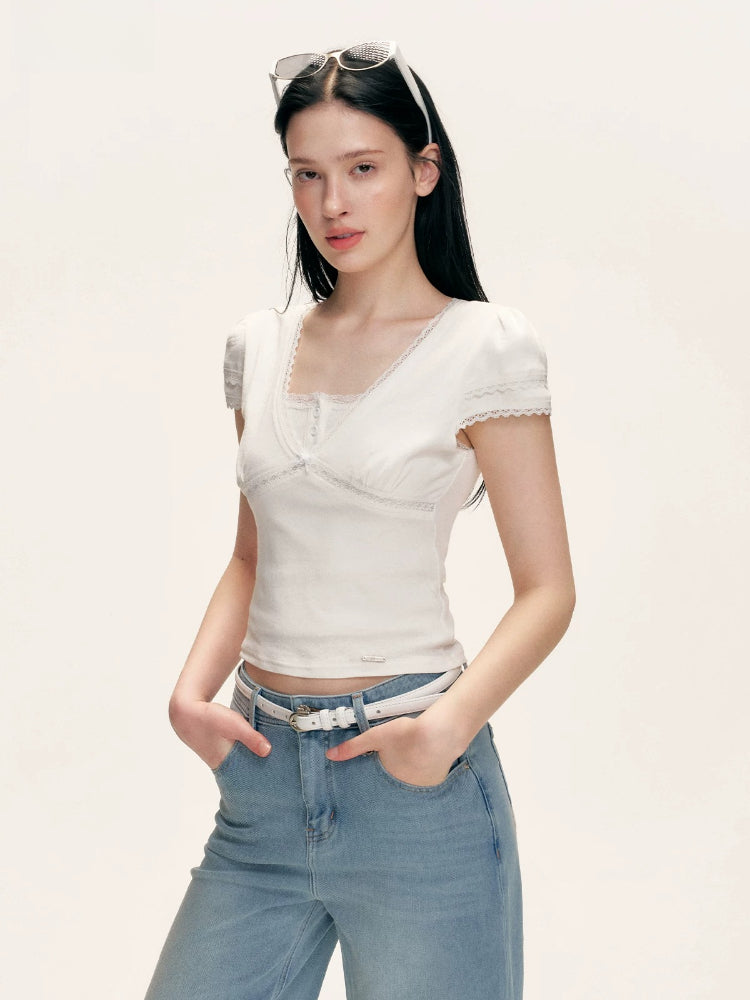Lace V Neck Tee