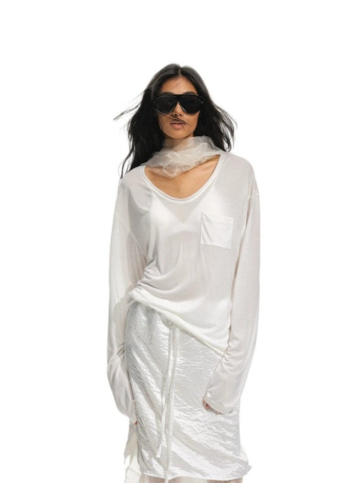 Silk Lyocell V Neck Tee
