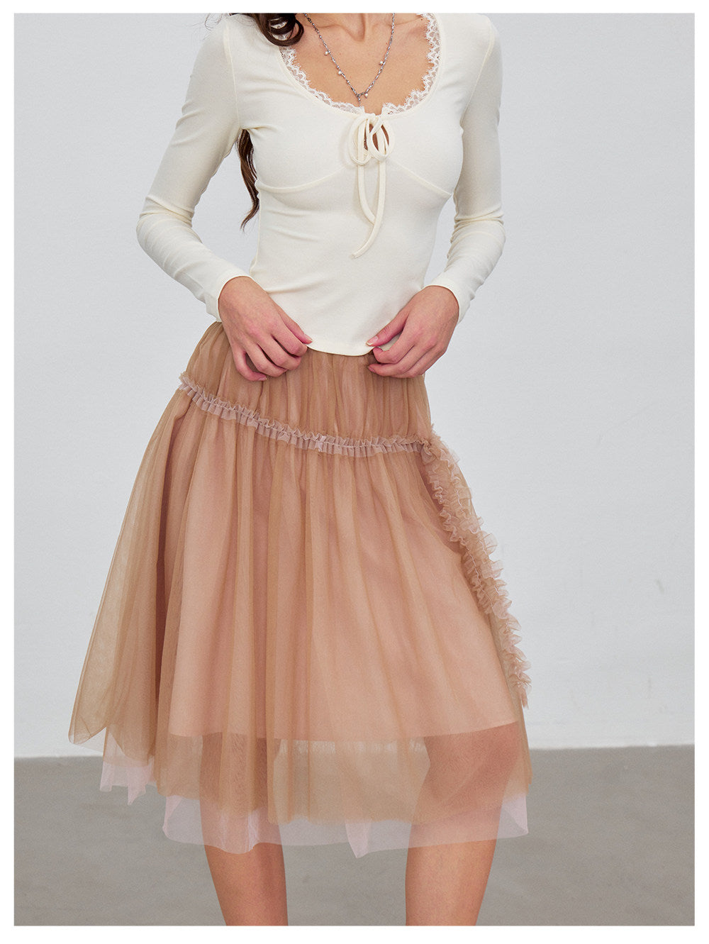 Lace Tie Knit Top