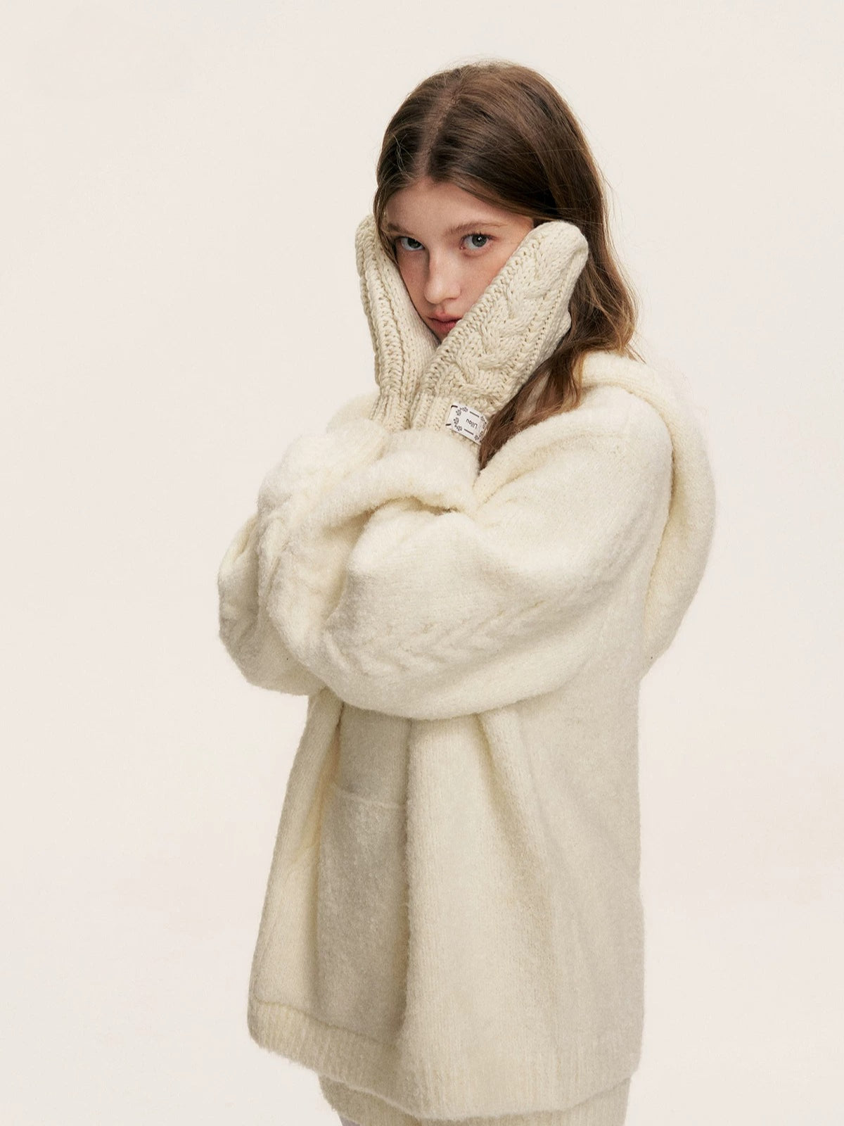 Bouclé Cable Knit Hooded & Shorts Set