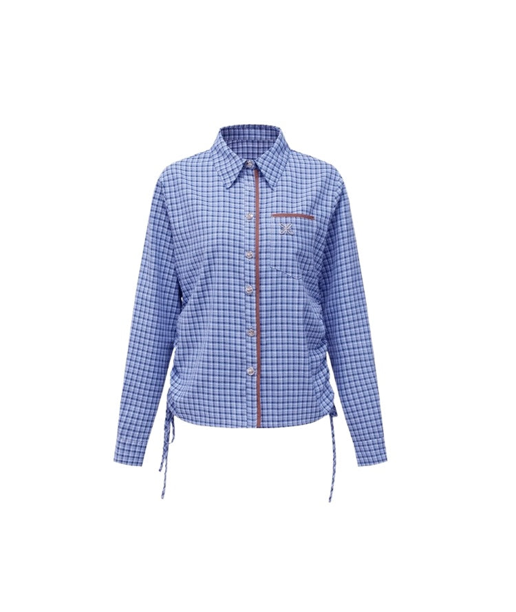 Blue Plaid Patchwork Shirt