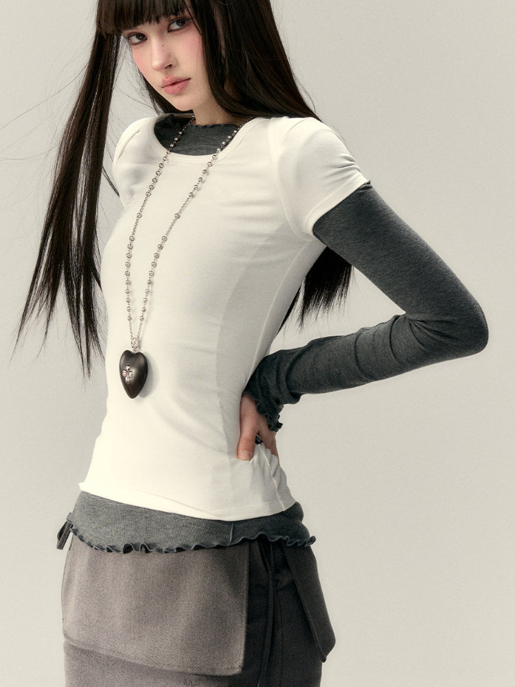 Embroidered Letter Short-Sleeve T-shirt