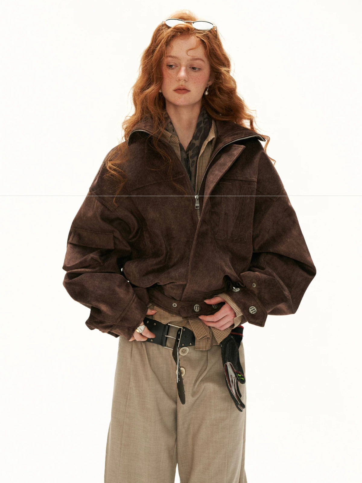 Textured Faux Fur Collar Jacket