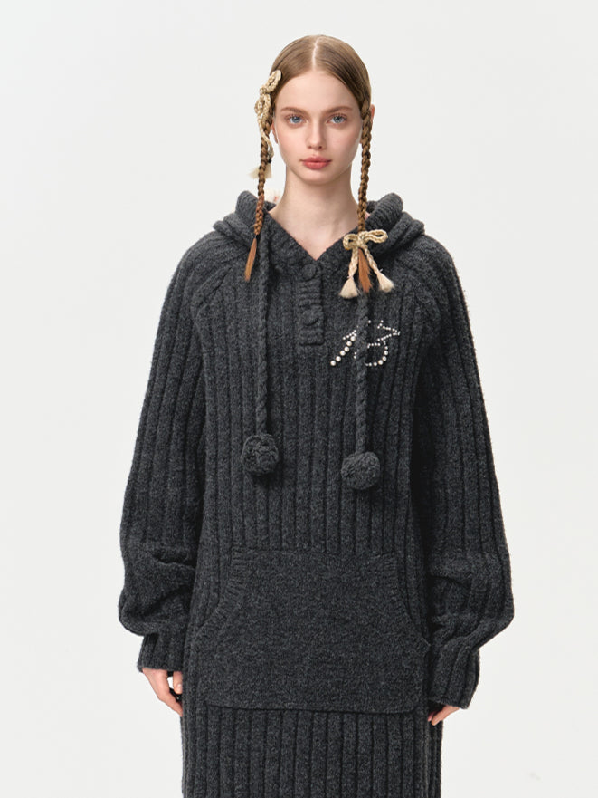 Apricot & Black Thick Stripe Sweater