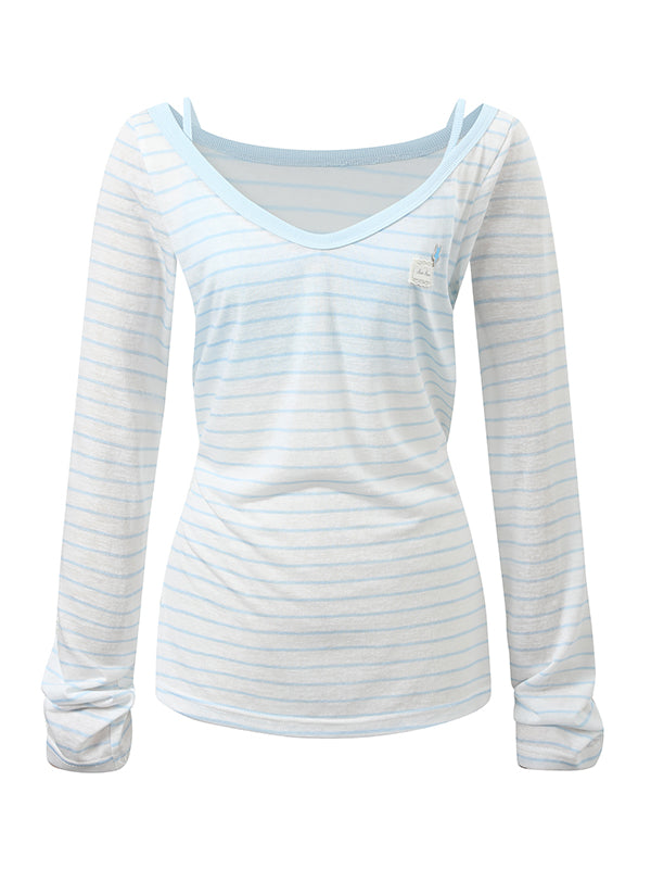 Blue & Pink Striped Cover-Up & Cami Set