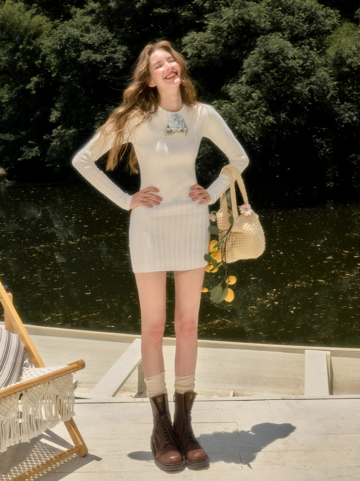 Wool Blend Ribbed Fitted Dress