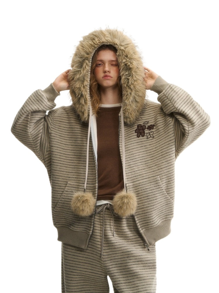 Vintage Fuzzy Plaid Jacket & Pants Set