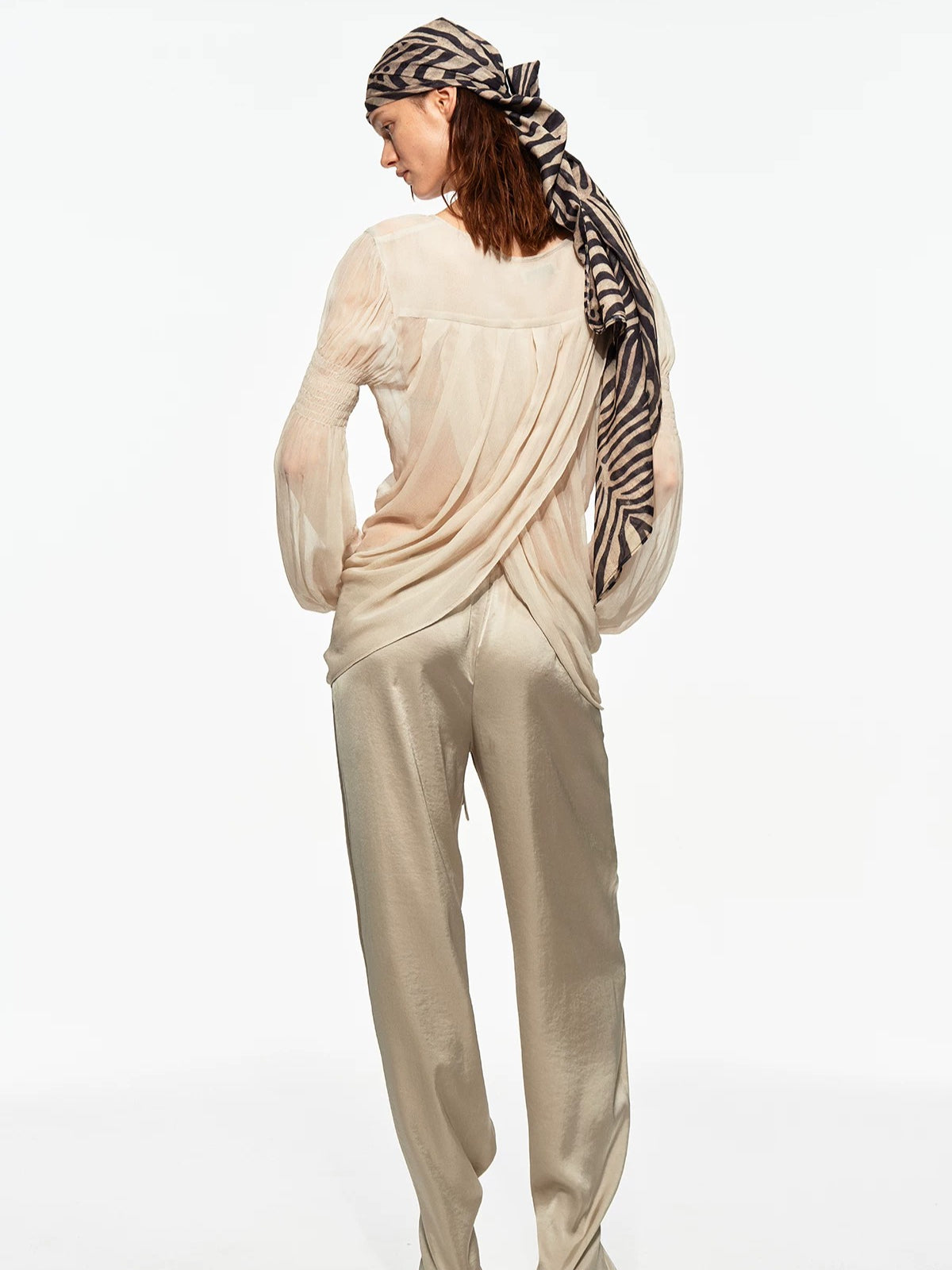 Draped Chiffon V Blouse