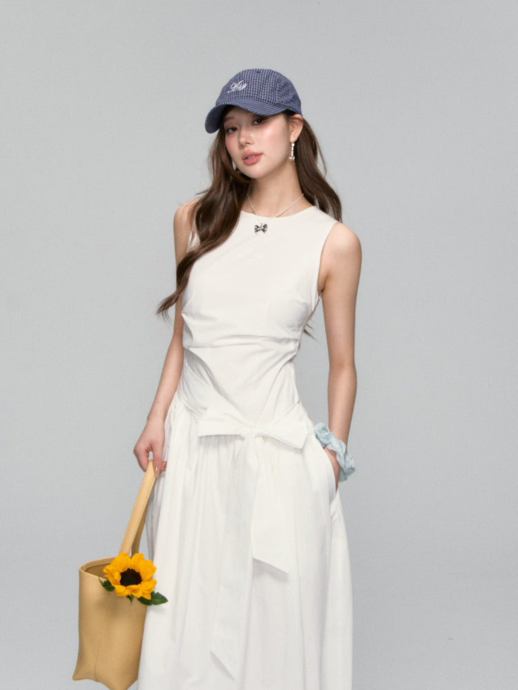 Sleeveless Tie-Waist A-Line Sundress