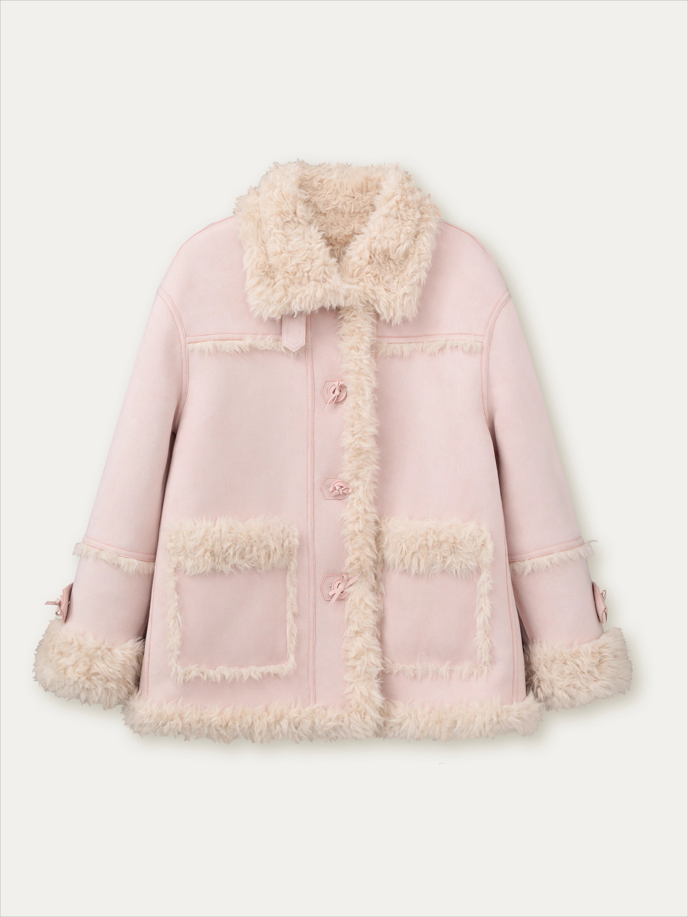 Pink & Blue Reversible Faux Shearling Coat