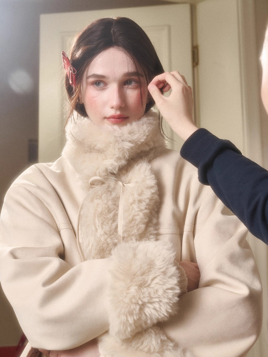 Travel Plan Shearling Fleece-Lined Stand Collar Jacket