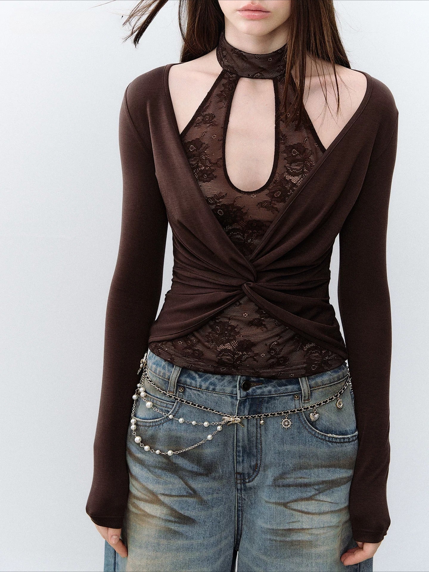 Twist Lace Halter Top
